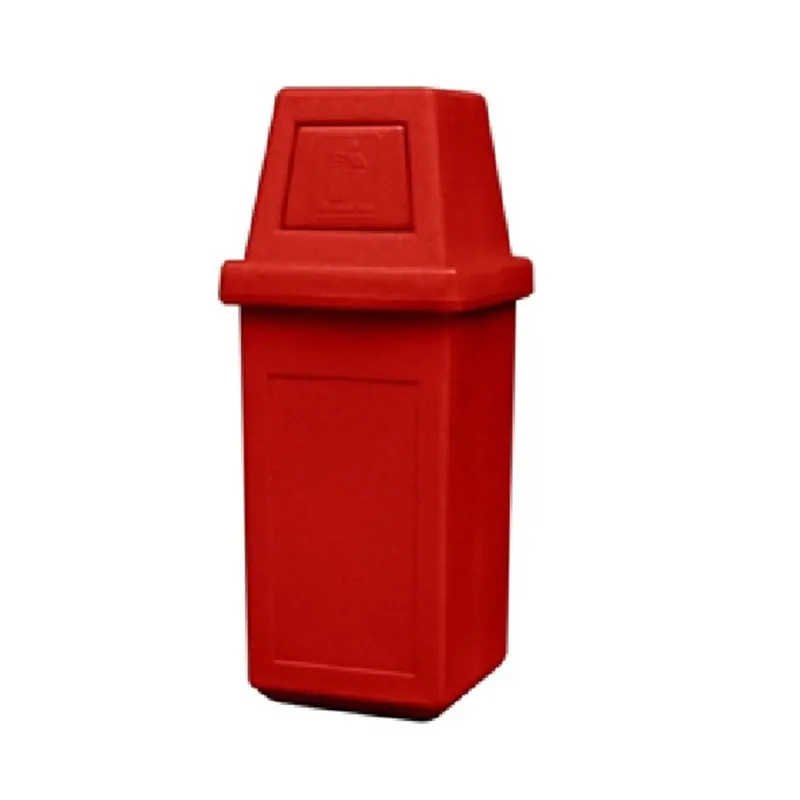 GREEN CARE TRASH BIN HOODED RED PLASTIC MEDIUM SQUARE